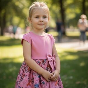 H&M Pink Floral Kids Dress with Bow